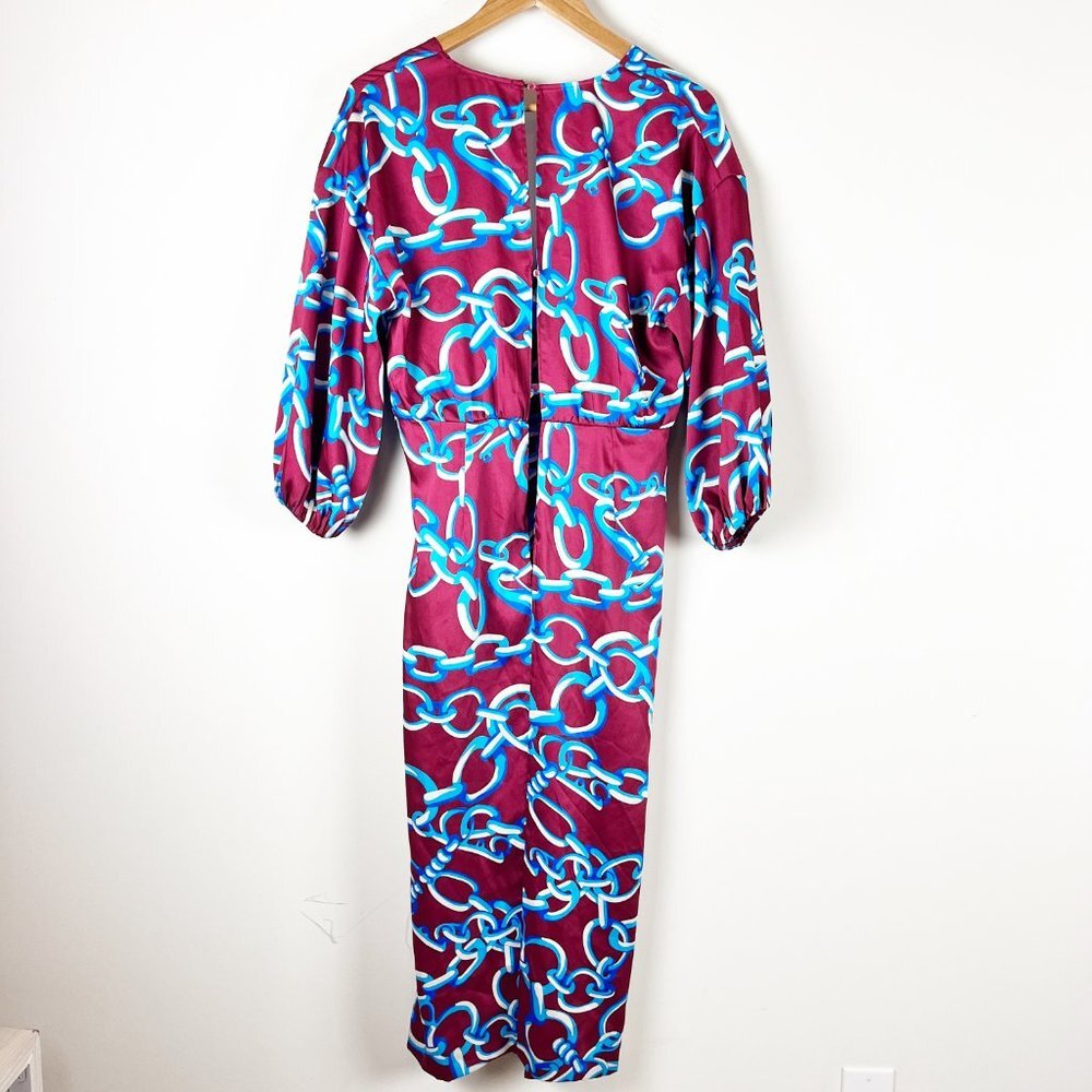 2/$30 Zara Blogger Fav Satin Burgundy Midi Dress S NWT - Picture 4 of 5